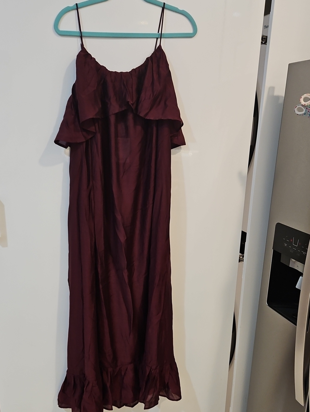 H&M Burgundy Ruffle Strap Maxi Dress